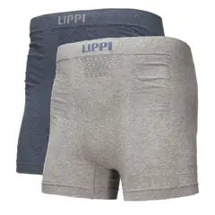 LIPPI - Ropa Interior Hombre Pack Skintec Seamless Boxer Gris Medio y Azul Marino