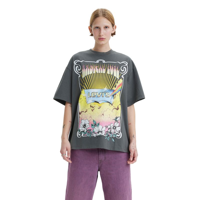 LEVIS - Polera Mujer Graphic Logo Batwing Gris Levis