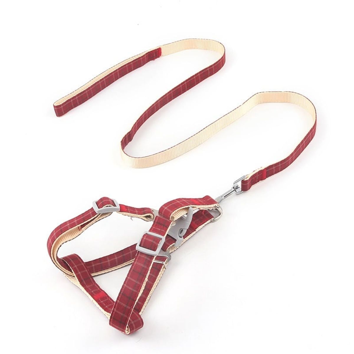 MASCO TODO - Arnés más Correa de Cuadro para Mascotas Perros Rojo Talla S