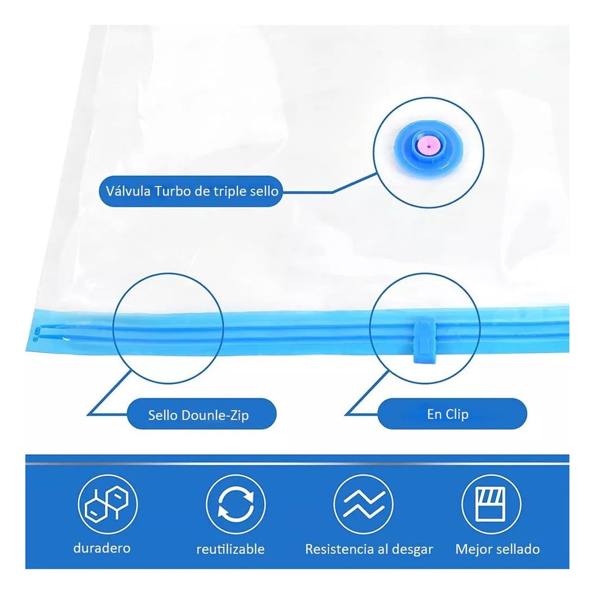 GENERICO - Pack 5 Bolsas Al Vacío Con Bomba Manual