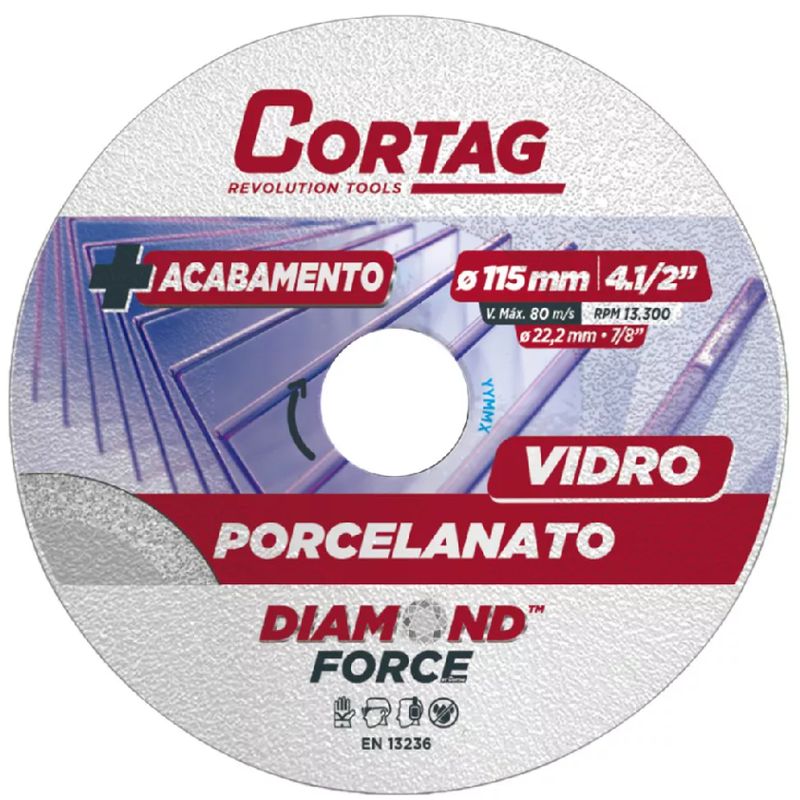 CORTAG - Disco Diamantado 115mm Para Vidrio Porcelanato 62797 Cortag