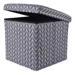 GENERICO - Puff Baúl Cuadrado Con Diseños Gris Con Tapa Ottoman 262546
