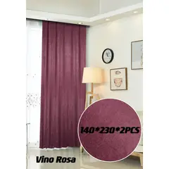 GENERICO - Set Cortinas de Terciopelo, Medidas 140 x 230 cm. Vino Rosa
