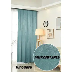 GENERICO - Set Cortinas de Terciopelo, Medidas 140 x 230 cm. Turquesa