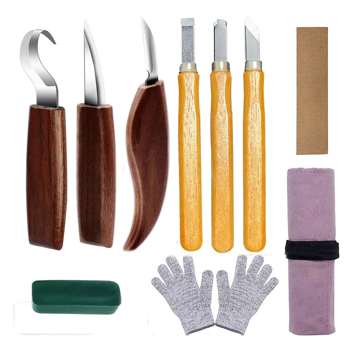 KUANGYE - 10pzs Cuchillo Cincel Gubia Tallar Madera Carpintería