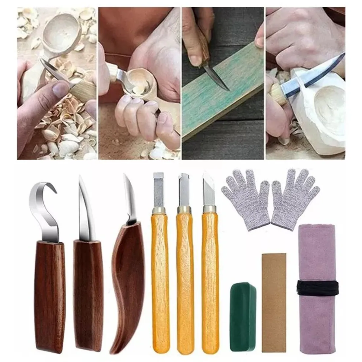 KUANGYE - 10pzs Cuchillo Cincel Gubia Tallar Madera Carpintería