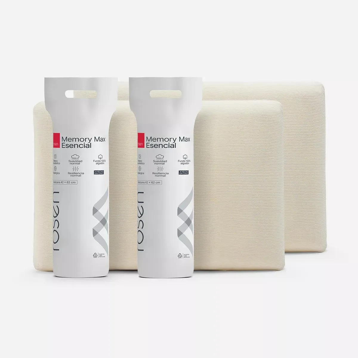 ROSEN - Pack de 4 Almohadas Viscoelásticas Memory Max Esencial king 42x80 Cm