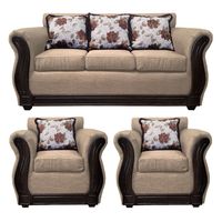 Living Con Resorte Estructural 5 Cuerpos 3+1+1 Eleonor Liso Color Beige