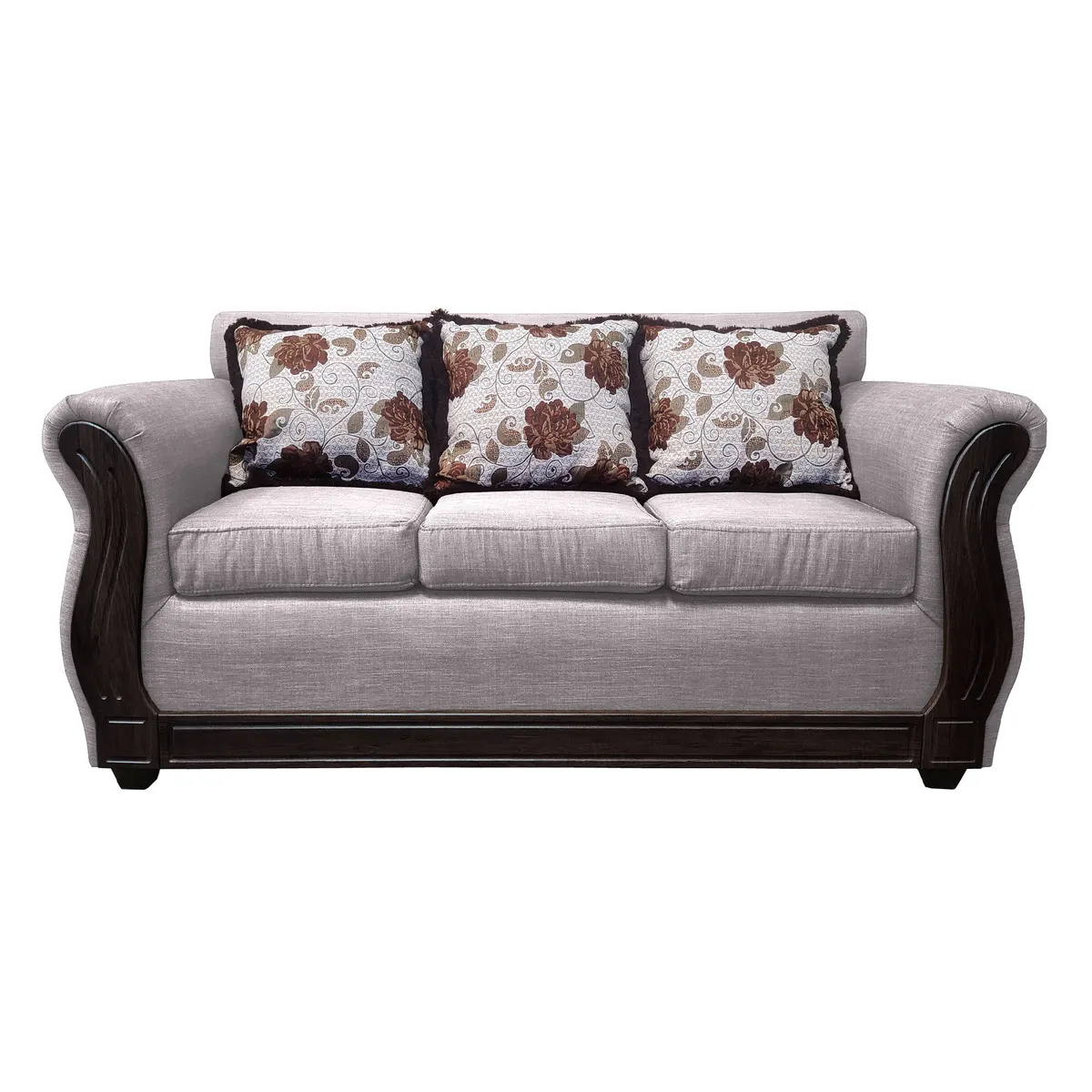 AMERICA DECORA - Sofá Con Resorte Estructural 3 Cuerpos Eleonor Liso Color Crudo