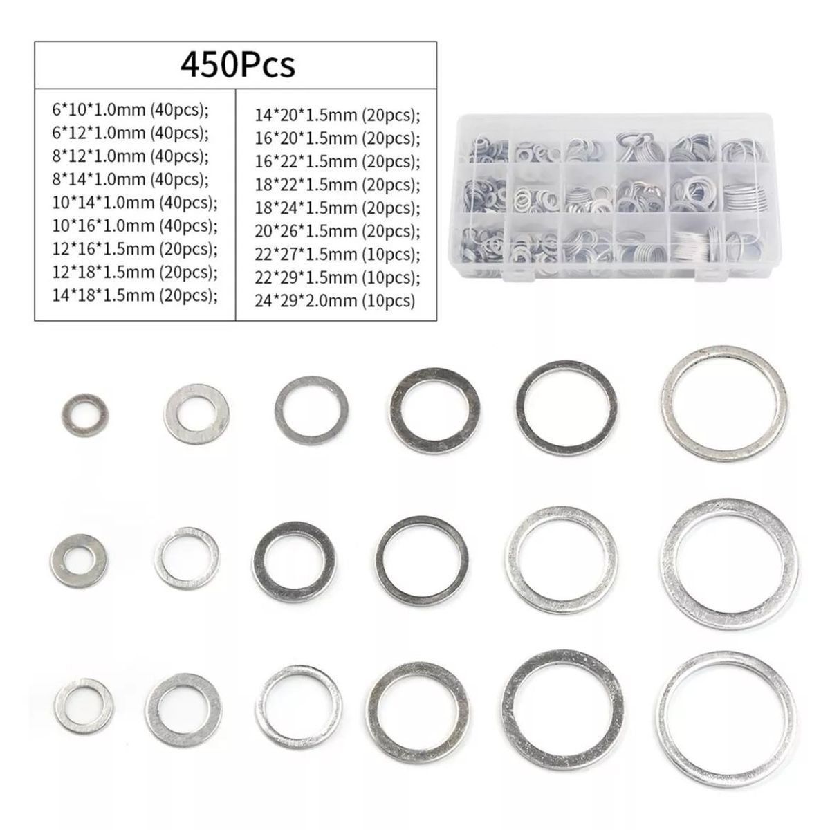 KUANGYE - 450 Golilla Arandela Aluminio M6 A M24 Sello Motor Auto