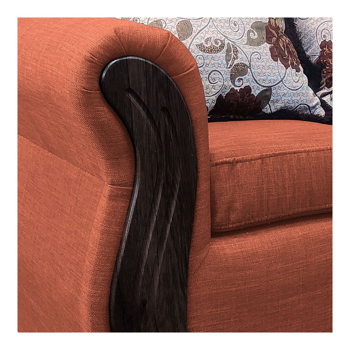 AMERICA DECORA - Sofá Con Resorte Estructural 3 Cuerpos Eleonor Liso Color Naranjo