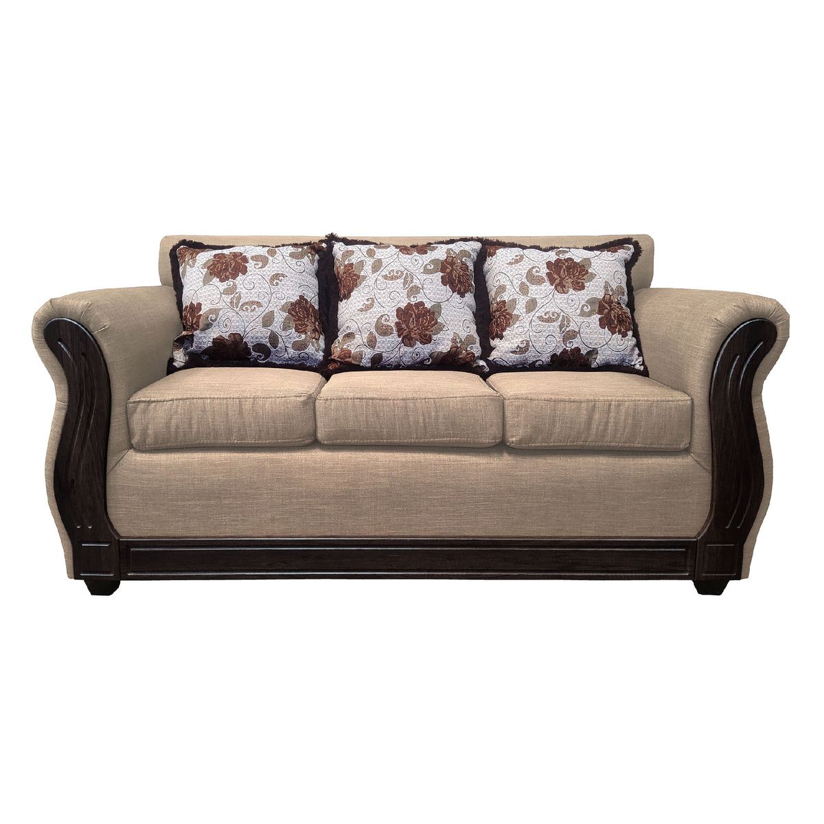 AMERICA DECORA - Sofá Con Resorte Estructural 3 Cuerpos Eleonor Liso Color Beige