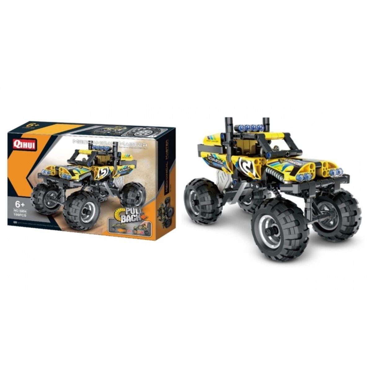 GENERICO - QIHUI 5804 TECH BRICKS PULL BACK OFF ROAD VEHICLE 199 PCS