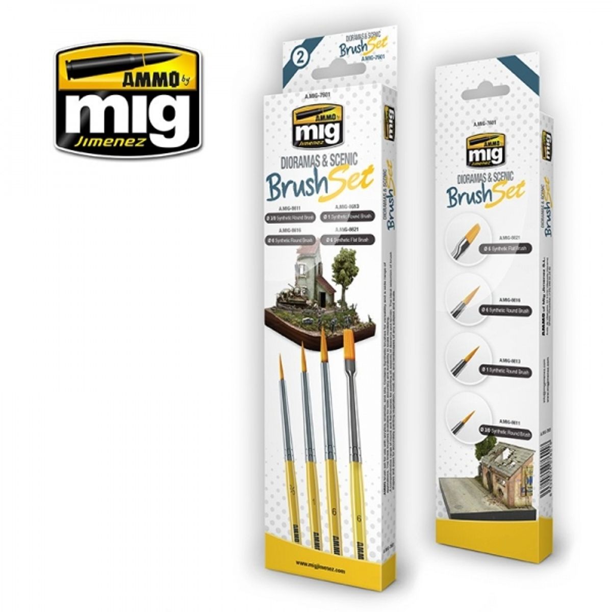 GENERICO - AMMO MIG JIMENEZ AMIG7601 DIORAMAS AND SCENIC BRUSH SET