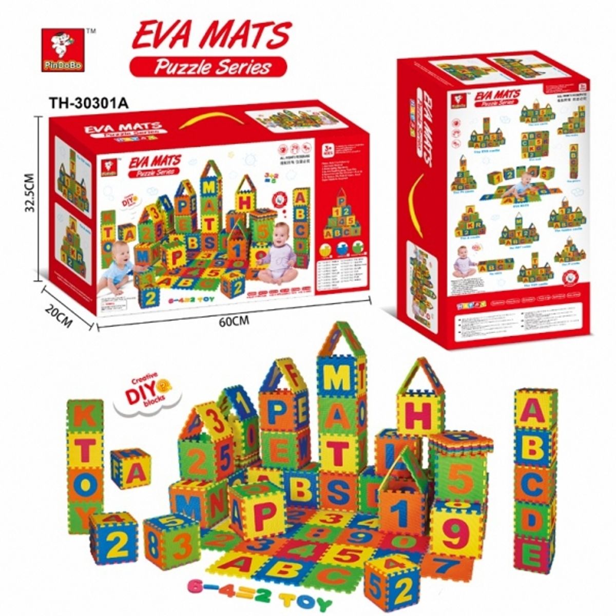 GENERICO - GIGATOYS TH-30301A 36PCS LETTERS AND NUMBERS EVA PUZZLE