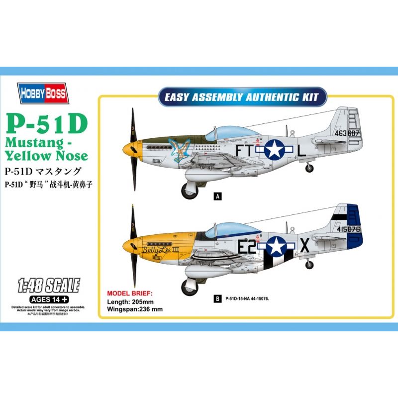 GENERICO - HOBBYBOSS 85808 P 51D MUSTANG YELLOW NOSE 1-48