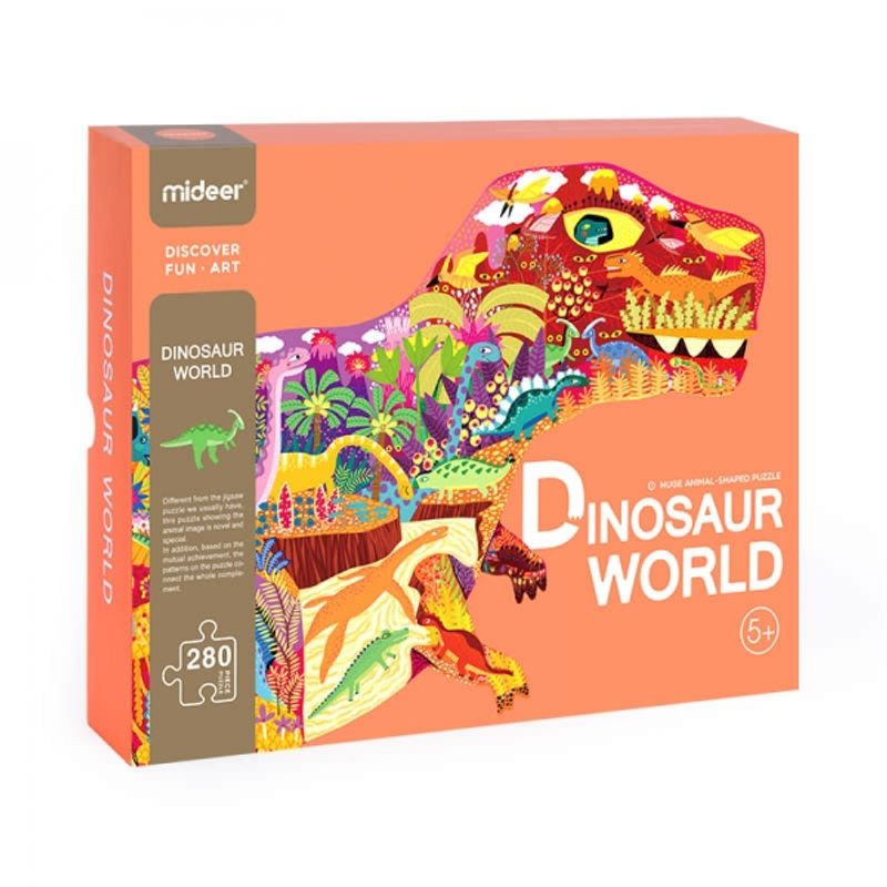 MIDEER - MIDEER MD3083 LARGE ANIMAL SHAPED PUZZLE DINOSAUR WORLD 280