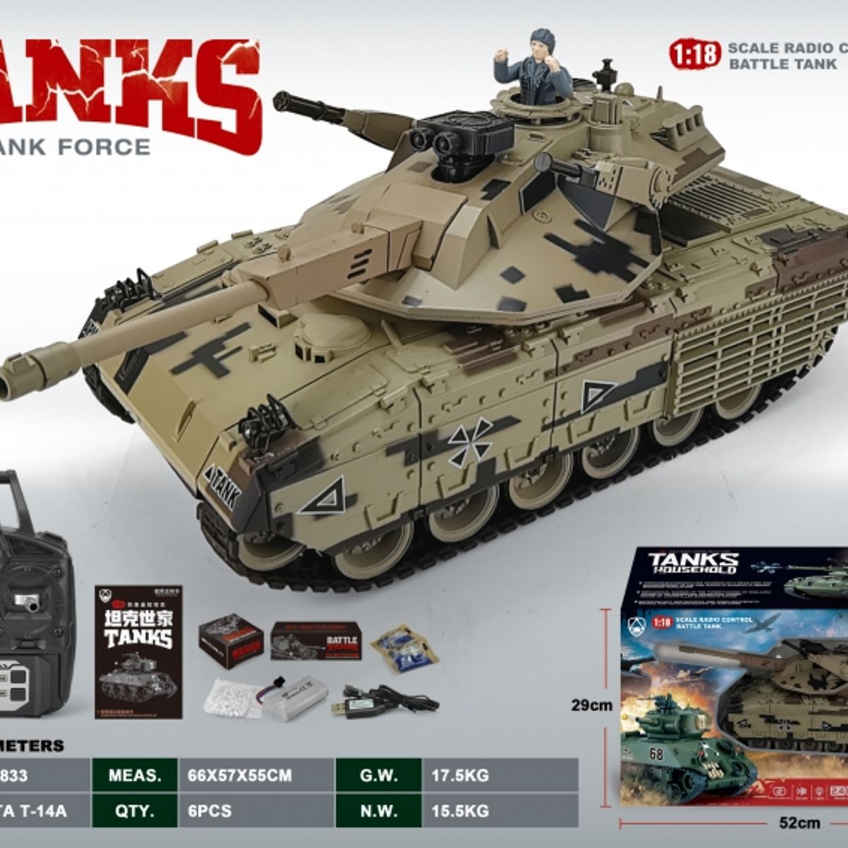 GENERICO - ZUOYITANK ZY021-833 1-18 R C TANK ARMATA T 14A