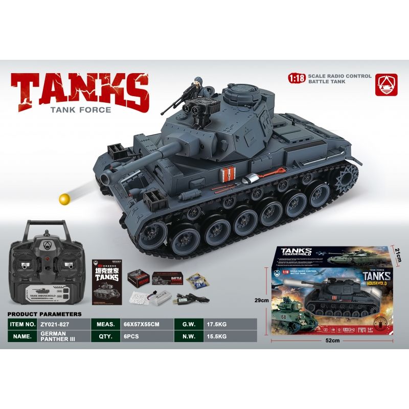 GENERICO - ZUOYITANK ZY021-827 1-18 R C TANK GERMAN PANTHER III