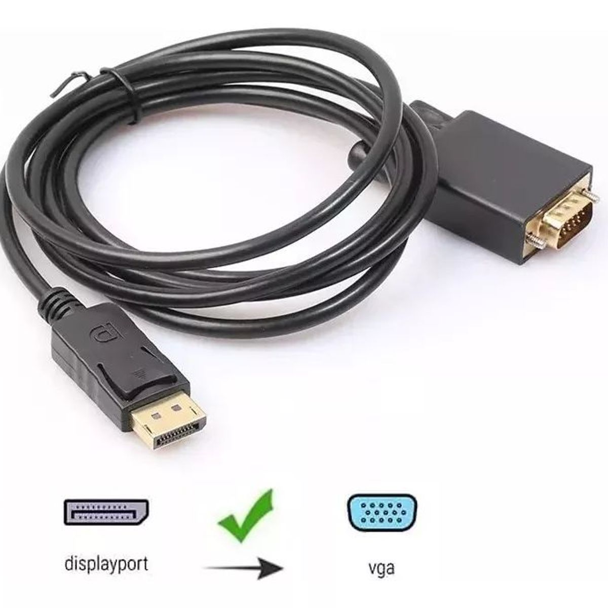 KUANGYE - Cable Adaptador Display Port Macho A Vga Macho 18m