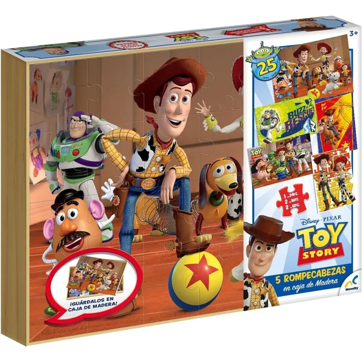 GENERICO - IMEX JCA-541 DISNEY TOY STORY PUZZLE 5 EN 1 CAJA MADERA