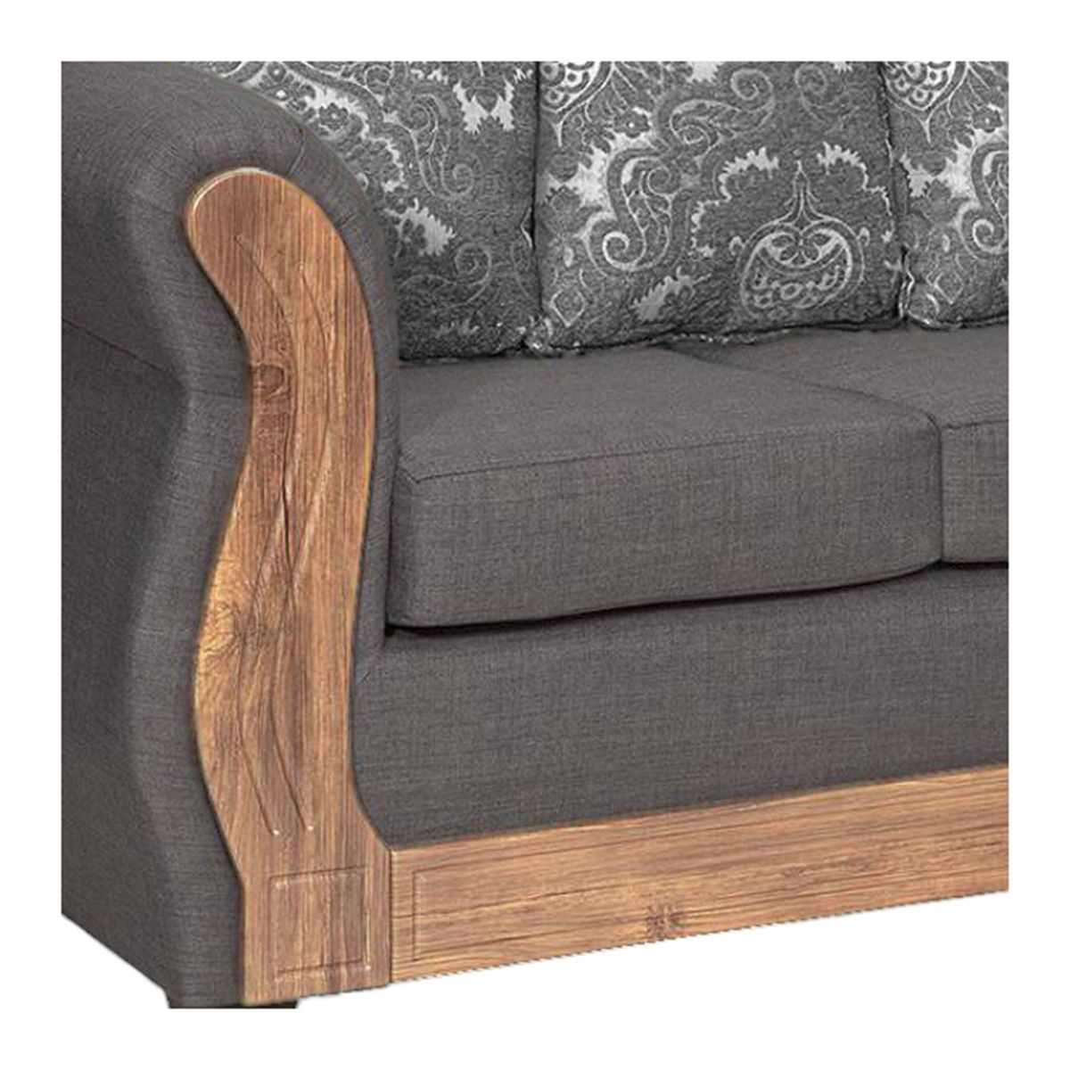 ADONIS LEUDH - Living 3+1+1 Caburgua Tela Lisa Suave Color Gris Oscuro X