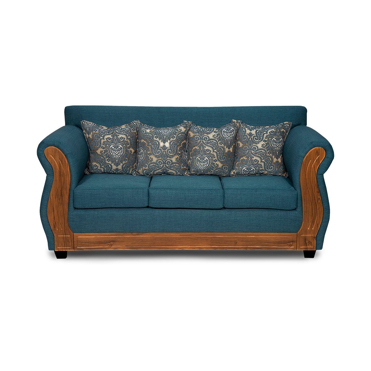 ADONIS LEUDH - Sofá 3 Personas Caburgua Tela Lisa Turquesa Oscuro X