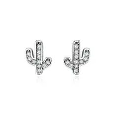 SILVER HEART - Aros Cactus Circones Brillantes en Plata Fina 925