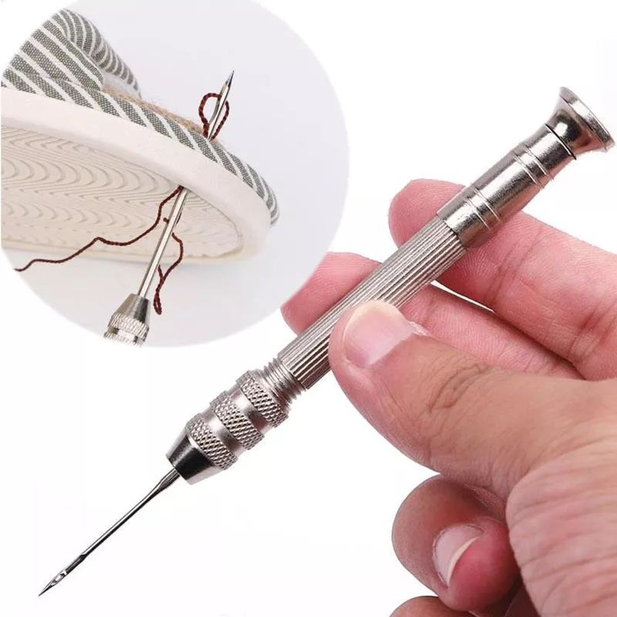 KUANGYE - Set Herramienta Costura Cuero 4 Agujas Lezna Intercambiables