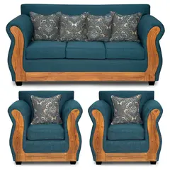 ADONIS LEUDH - Living 3+1+1 Caburgua Tela Lisa Suave Color Turquesa X