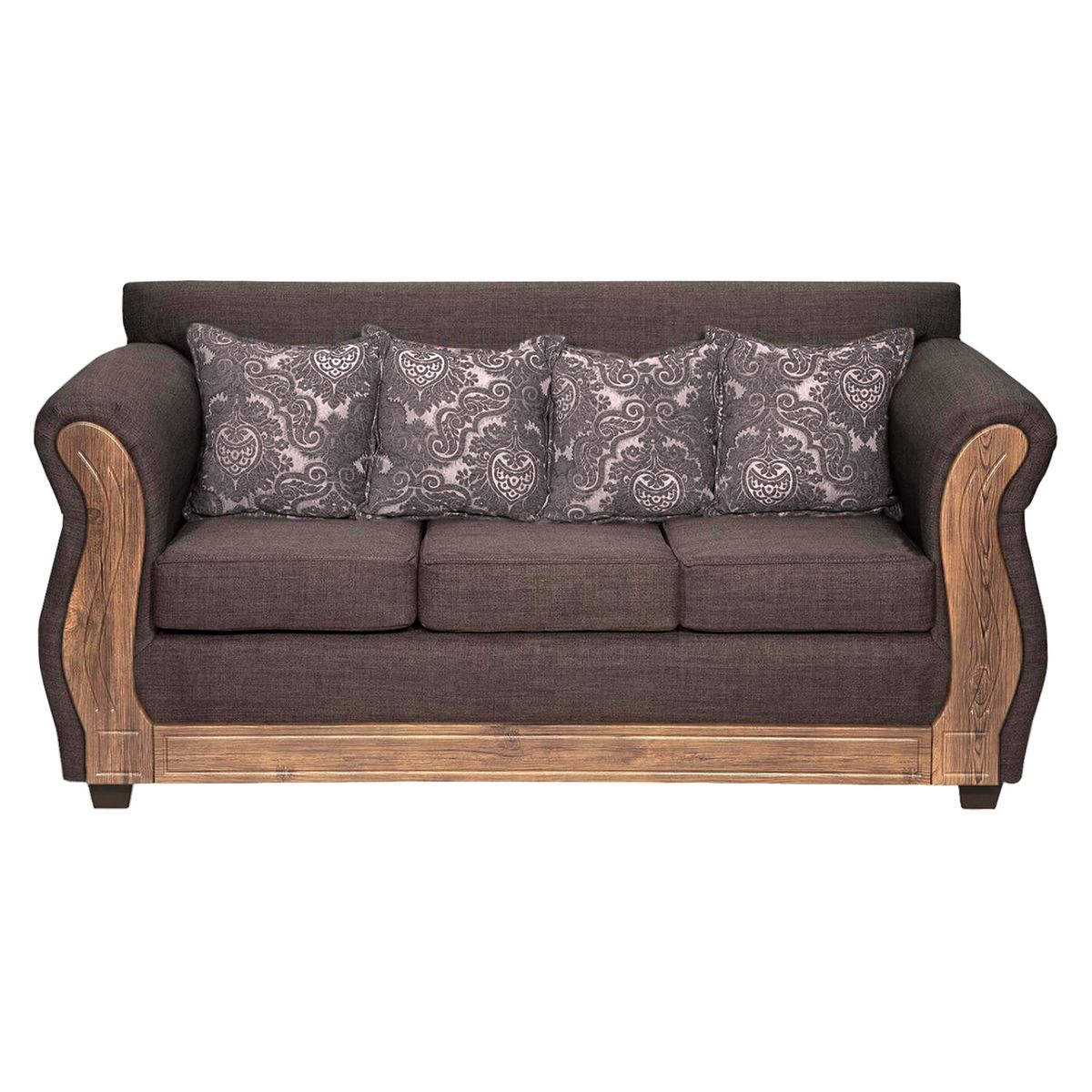 ADONIS LEUDH - Sofá 3 Personas Caburgua Tela Lisa Suave Color Chocolate Oscuro X