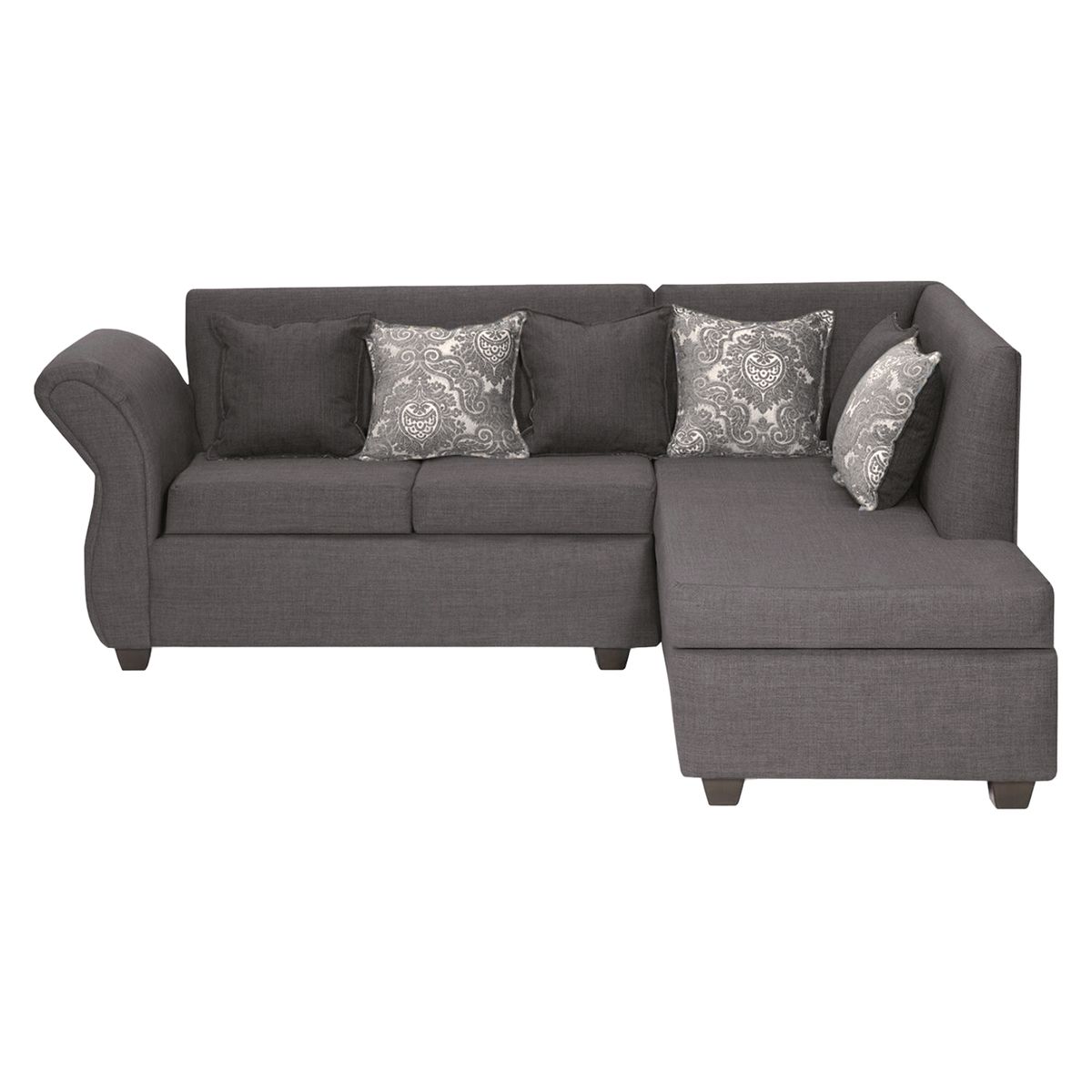ADONIS LEUDH - Sofá Seccional Ninfas Lado Derecho Tela Lisa Suave Gris Oscuro