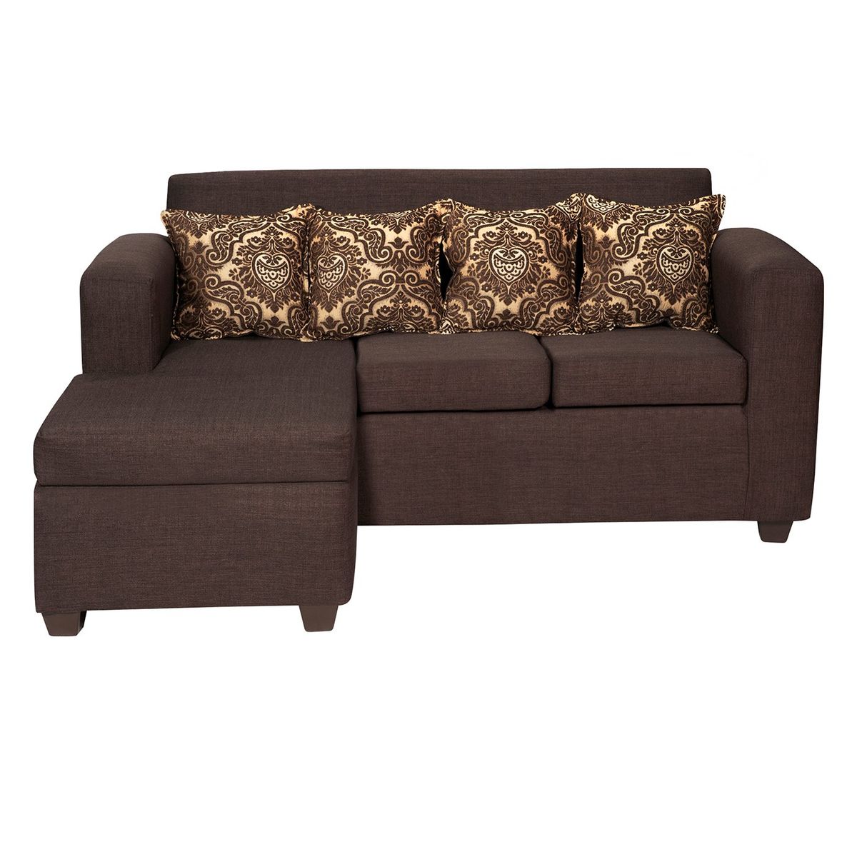 ADONIS LEUDH - Sofá Seccional Intercambiable Ezeiza Tela Lisa Suave Chocolate Oscuro