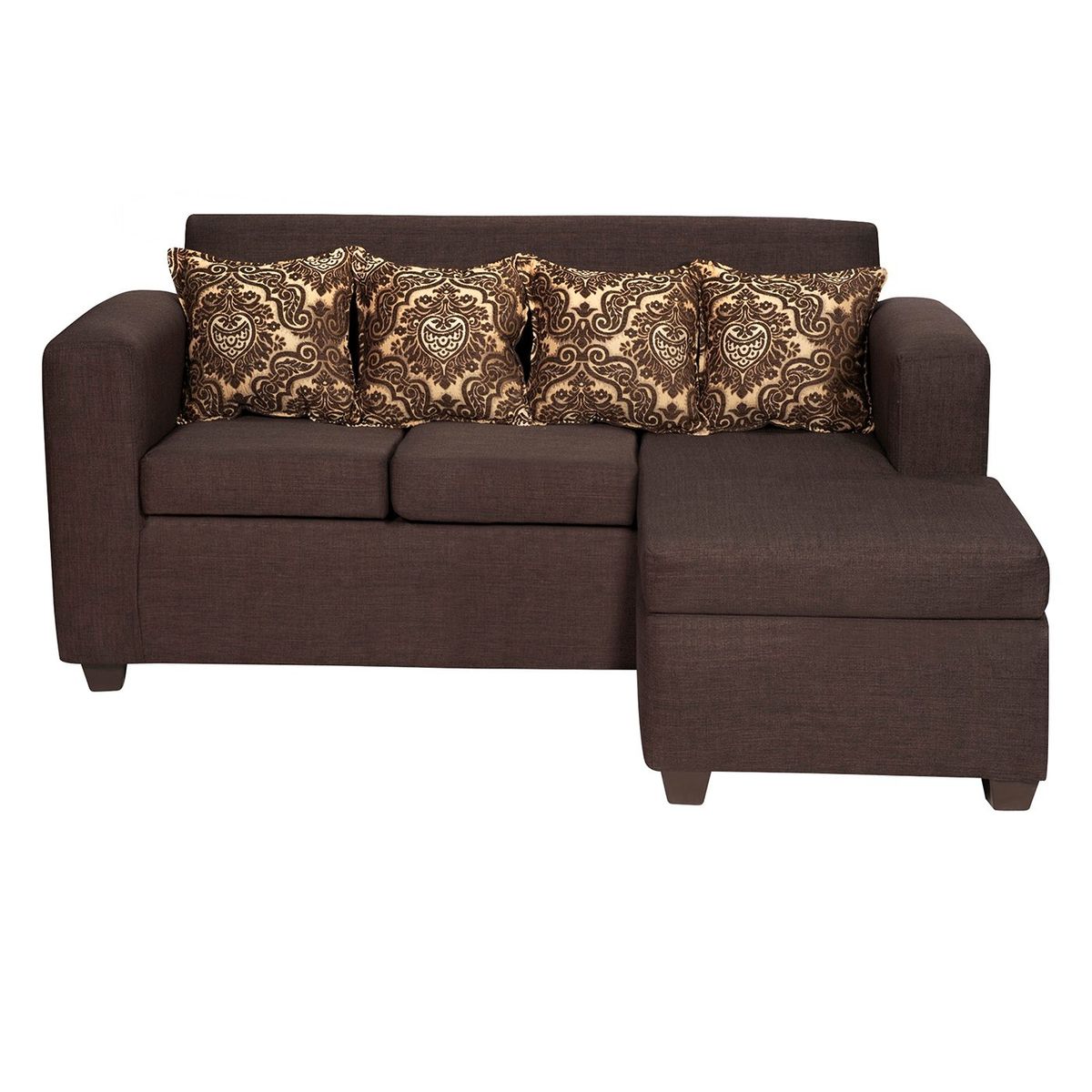 ADONIS LEUDH - Sofá Seccional Intercambiable Ezeiza Tela Lisa Suave Chocolate Oscuro