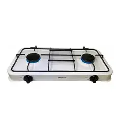 GENERICO - Cocina Cocinilla A Gas Encimera 2 Platos Con Tapa Blanca