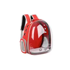 GENERICO - Mochila Bolso Transportes Transparente Mascotas Rojo Intenso