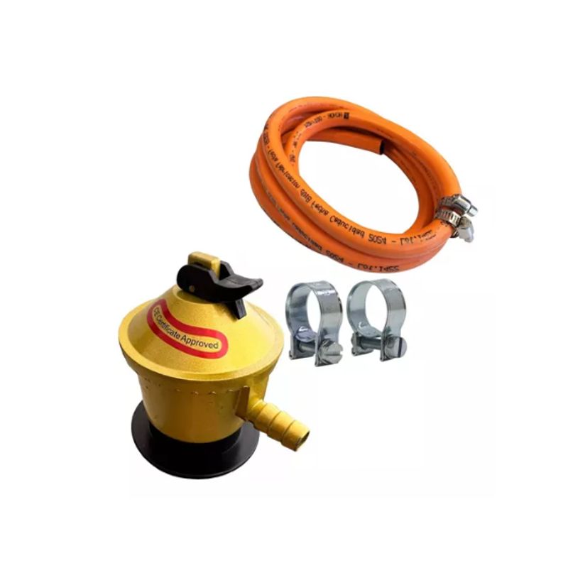 GENERICO - Set Regulador Válvula De Gas Cocina + Manguera + Abrazadera