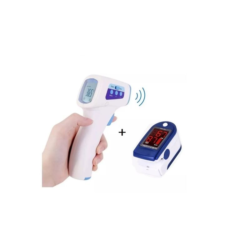 GENERICO - Kit Termometro Digital Infrarrojo Oximetro Saturometro White