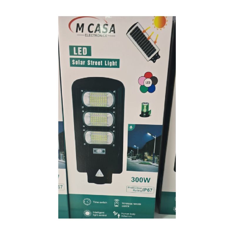 ANGELES DEL HOGAR - Farola Led Alumbrado Publico Con Panel Solar Integrado 300w