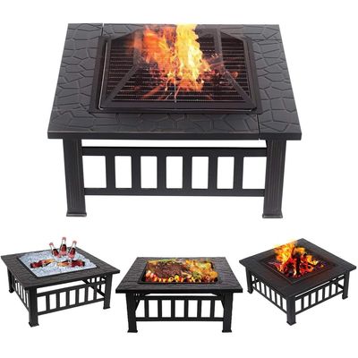 Imagen 2 del producto Brasero Parrilla Cuadrada Premium Para Carbón o Leña 81x81x50 cm