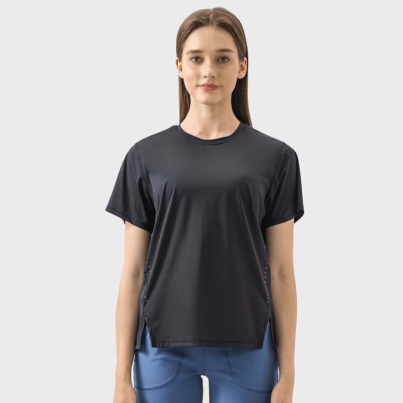 GSON - Camiseta deportivo femenino de yoga Negro