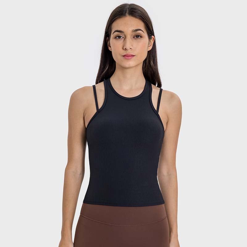 GSON - Chaleco deportivo femenino de yoga Negro