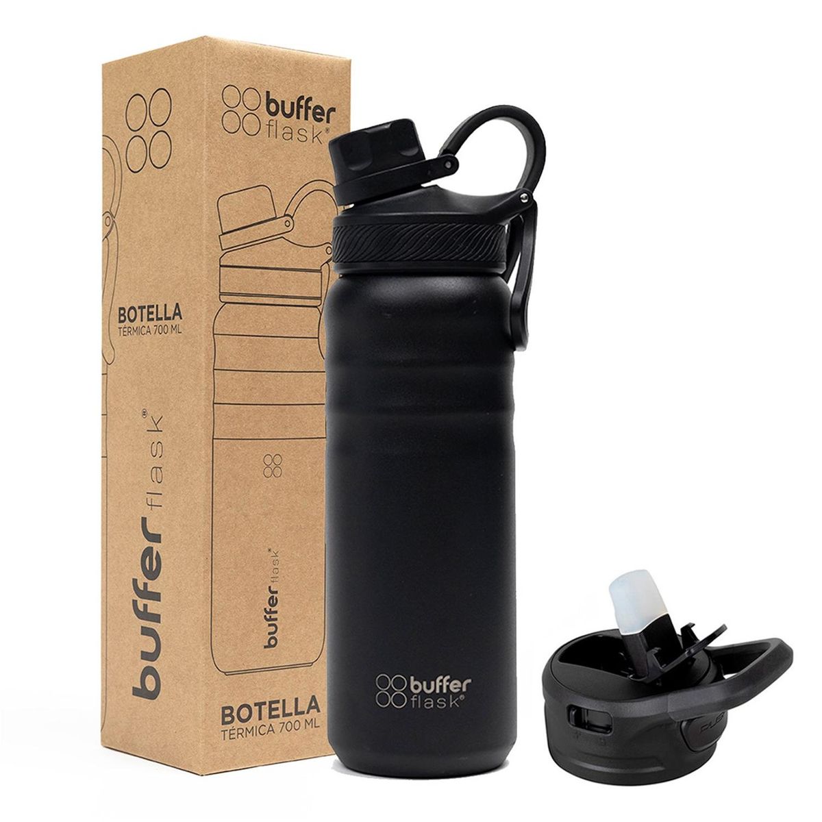 BUFFER FLASK - Termo Botella Agua Termica Acero Inox Buffer - Negro