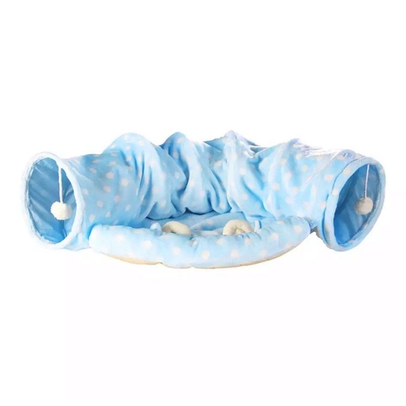 GENERICO - Cama para Mascota Tipo Tunel Plegable Celeste