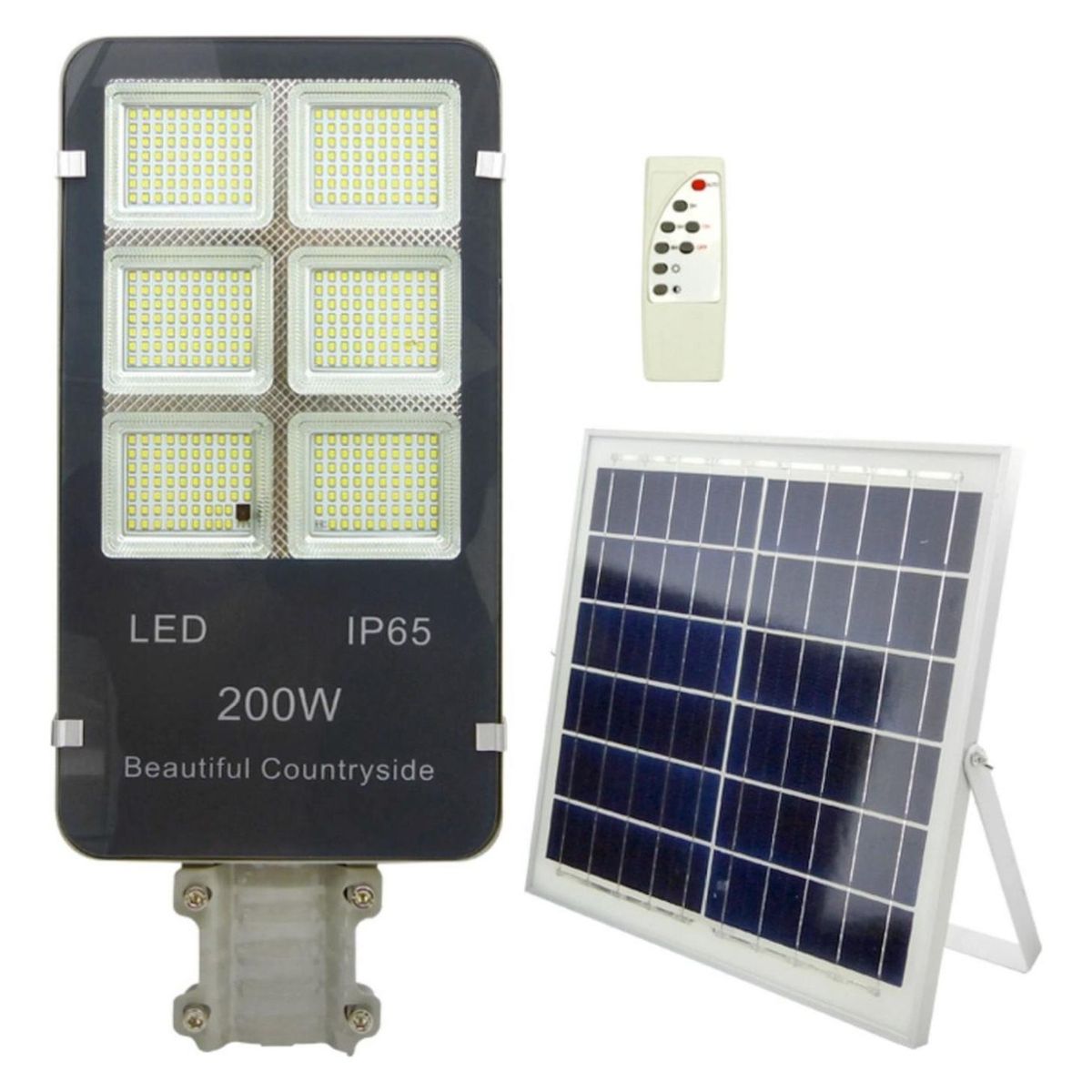 IMPORTCLICK - Foco Solar 200 LED 200 Watt Panel Solar Control Remoto
