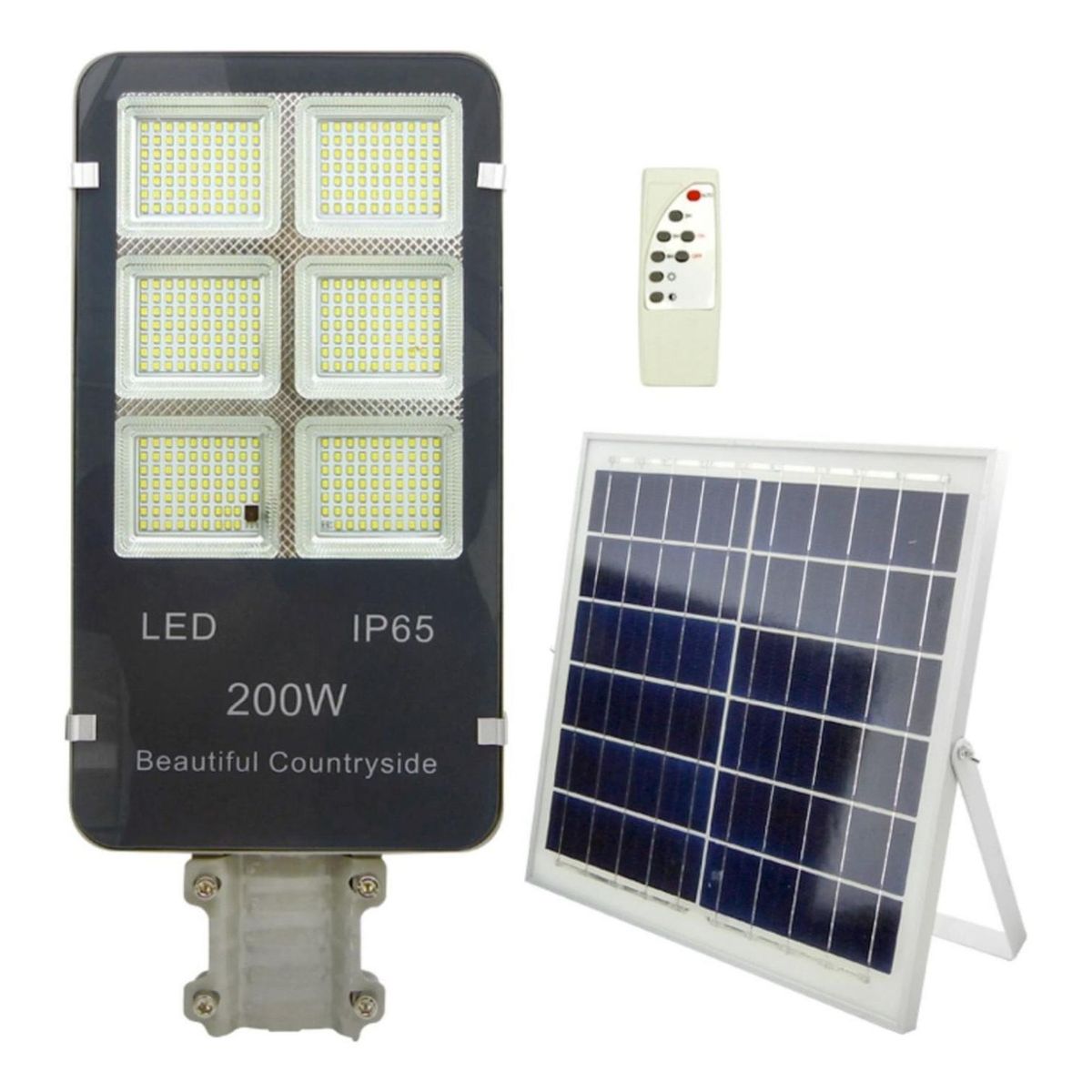 IMPORTCLICK - Foco Solar 200 LED 200 Watt Panel Solar Control Remoto