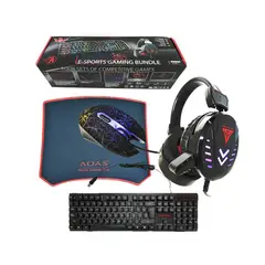IMPORTCLICK - Kit Gamer E-Sport Pro 4 En 1 Teclado + Mouse + Auricular + Pad - Negro
