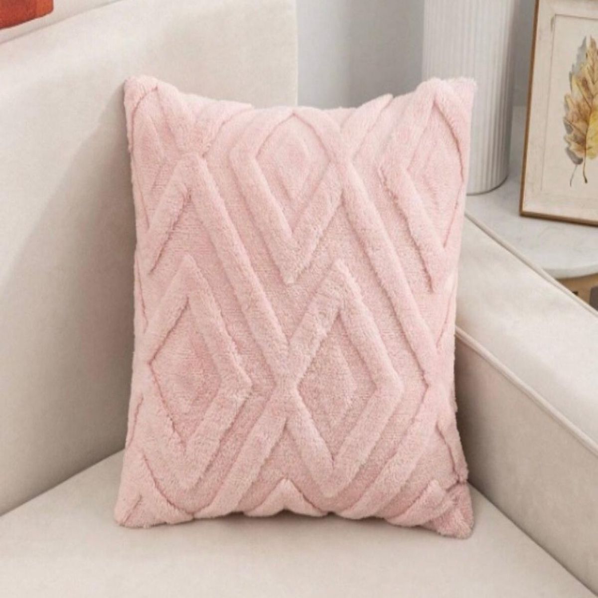 GENERICO - Pack de 4 Fundas de Cojín Estilo Trenzado-Rosa