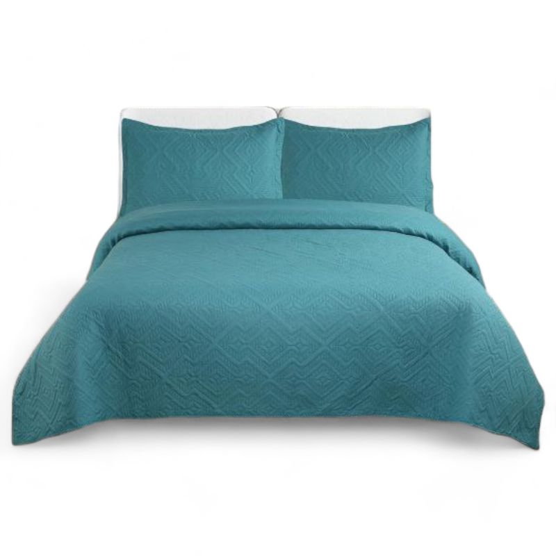 GENERICO - Cobertor Verano 1.5 Plaza Cubrecama Quilt Poliester 1 Funda Turquesa