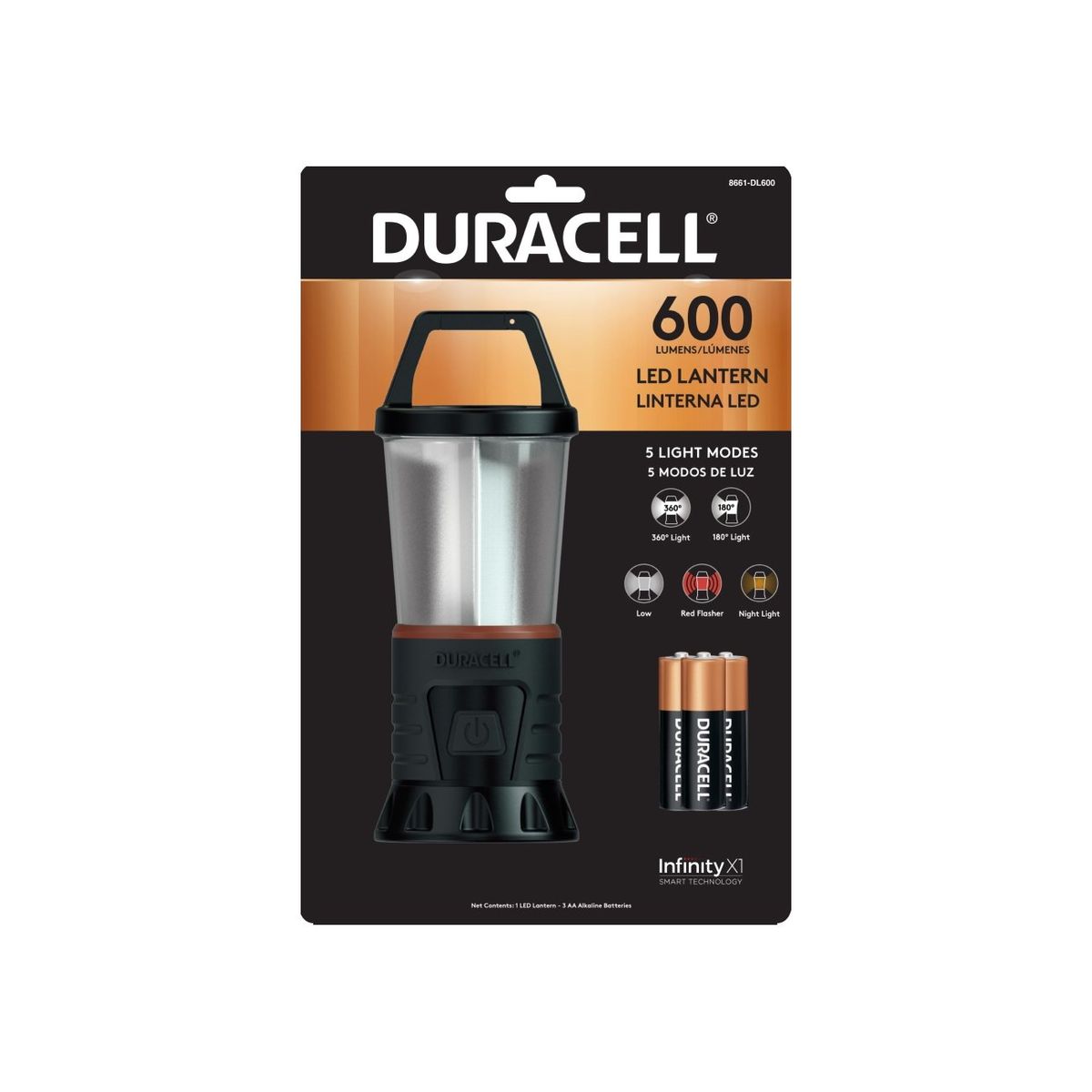 DURACELL - Linterna Foco Farol Duracell 600 Lumenes Negro